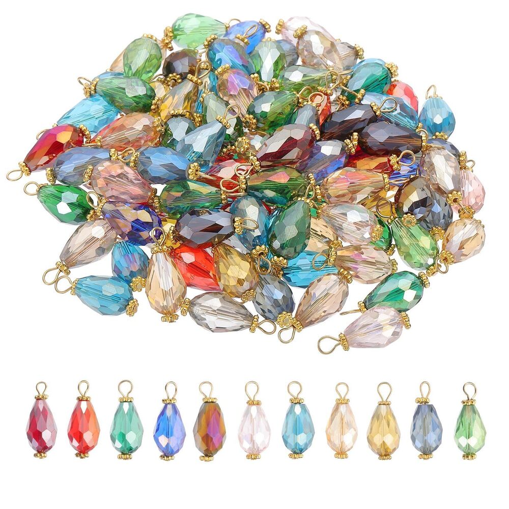 1119 Jewelry Making Charm Bulk, 100 Pcs Acrylic Teardrop Pendants DIY